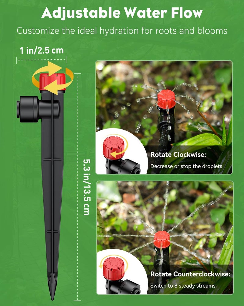 Pawfly 50ft Drip Irrigation System Kit - Quick-Connect Garden Watering System with 1/4" Tubing, Adjustable Emitters & Drip Irrigation Parts for Greenhouse, Lawn, Patio & Raised Beds - Image 2